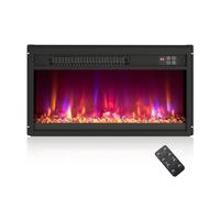 CostwayInsert de Cheminée Électrique 23'' Chauffage Cheminée Encastré 1500W avec Télécommande Minuterie 0,5-9H Couleur de Flamme Noir