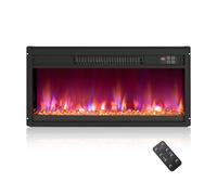 CostwayInsert de Cheminée Électrique 26'' Chauffage Cheminée Encastré 1500W avec Télécommande Minuterie 0,5-9H Couleur de Flamme Noir