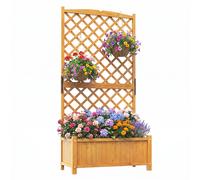 CostwayJardinière à Treillis Bois de Sapin avec 4 Trous de Drainage 90x44,5x180 CM Bac à Fleurs Extérieur pour Plantes Grimpantes Naturel