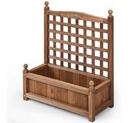 CostwayJardinière avec Treillis Bois Bac à Fleurs Rectangulaire pour Jardin Terrasse Cour 64,5 x 28 x 75 cm