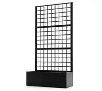 CostwayJardinière avec Treillis en Métal Lit Surélevé avec Brise-Vue 3 Panneaux Trous de Drainage Support Plantes Grimpantes 90 x 40 x 180,5cm Noir