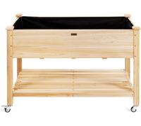 CostwayJardinière sur Pieds en Bois de Sapin 120x59x84 cm Potager sur roulettes avec Doublure de Protection et 4 Trous de Drainage