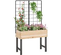 CostwayJardinière Surélevée avec Treillis Métallique Bac à Plantes Élevé en Bois avec Pieds pour Plante Grimpante Vigne Fleur Herbe Légume Fruit