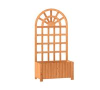CostwayJardinière Surélevée en Bois avec Treillis Bac à Fleurs d'Extérieur avec Écran d'Intimité & Trous de Drainage 61 x 30 x 121 cm Marron