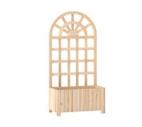 CostwayJardinière Surélevée en Bois avec Treillis Bac à Fleurs d'Extérieur avec Écran d'Intimité & Trous de Drainage 61 x 30 x 121 cm Naturel