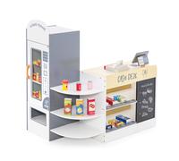 CostwayJeu d'Épicerie pour Enfants de 3 à 8 Ans Ensemble de Jouets de Caisse Enregistreuse Machine de Point de Vente Distributeur Automatique Blanc