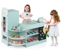 CostwayJeu d'Épicerie pour Enfants de 3 à 8 Ans Ensemble de Jouets de Caisse Enregistreuse Machine de Point de Vente Distributeur Automatique Vert