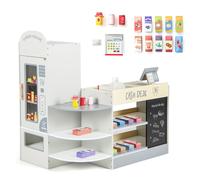 CostwayJeu d'Épicerie pour Enfants de 3 à 8 Ans Ensemble de Jouets de Caisse Enregistreuse Machine de Point de Vente Distributeur Automatique Gris