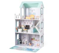 CostwayJeu Maison de Poupée avec 17 Meubles et Accessoires d'Escalier Jouets d'Imagination Château de Princesse 75 x 34 x 120,5 cm Vert