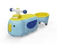 CostwayJouet à Chevaucher pour Tout-Petits avec Remorque Voiture Glissante avec Lumière Musique Rangement sous le Siège pour12 Mois+ Bleu