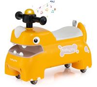 CostwayJouet de Trottinette pour Tout-petits Véhicule de Course à Chevaucher avec Espace de Rangement Sous Le Siège pour 18 Mois+ Jaune