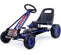 CostwayKart à Pédales pour Enfant Karting Enfant Vélo et Véhicule d Enfants à l'Extérieur Jouet avec Siège Ajustable 4 Roules Bleu