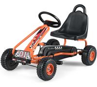 CostwayKart à Pédales Vélo et Véhicule pour Enfants Siège Réglable avec Frein à Main 3-6Ans Orange