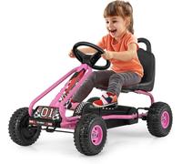 CostwayKart à Pédales Vélo et Véhicule pour Enfants Siège Réglable avec Frein à Main 3-6Ans Rose