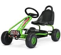CostwayKart à Pédales Vélo et Véhicule pour Enfants Siège Réglable avec Frein à Main 3-6Ans Vert