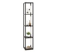 CostwayLampadaire 163 cm Lampadaire Étagère Moderne avec Ampoules LED à intensité variable 3 niveaux et Poteaux LED rotatifs Noyer