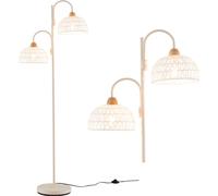 CostwayLampadaire à 2 Lampes Lampe Arbre Rotative à 350° avec Interrupteur au Pied Abat-jours Tissés Et 2 Bases d'Ampoules E27 Base Lourde Blanc