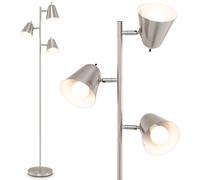 CostwayLampadaire à 3 Ampoules Lampe Arbre sur Pied avec 3 Ampoules E27 A19 et Abat-jours Réglables Poteau Métallique Robuste et Base Lourde Argent