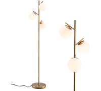 CostwayLampadaire à 3 Globes Lampe sur Pied Moderne avec Interrupteur à Pied Pratique 3 Culots d'Ampoule E27 Poteau en Métal Robuste