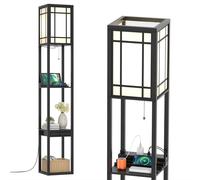 CostwayLampadaire avec 3 Étagères et Tiroir 2 ports USB pour Salon et Chambre