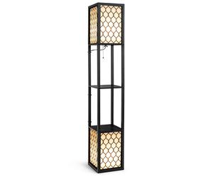 CostwayLampadaire avec Etagères, Lampadaire Modernes avec 2 Tablette de Rangements Base pour Lampe E27 26 x 26 x 156cm