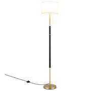 CostwayLampadaire Lampe à Pied 165CM avec Abat-Jour en Tissu de Lin Base Lestée Patins Antidérapants Interrupteur au Pied Lampe de Salon Noir