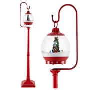 COSTWAY Lampadaire Musical de Noël de 173 cm -Lanterne à Boule de Neige Activée par le Son - Père Noël, Cerf, Bonhomme de Neige