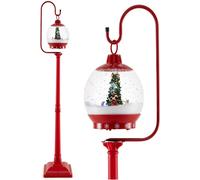 CostwayLampadaire Musical de Noël de 173 cm avec Lanterne à Boule de Neige Activée Par Le Son Arbre Rotatif Père Noël Cerf Bonhomme de Neige Rouge