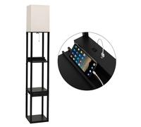 CostwayLampadaire Salon sur Pied avec Ampoule LED 5000K Luminosité à 3 Niveaux 1 Tiroir et 1 Port USB 3 Etagères 25 x 25 x 159,5 cm