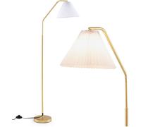 CostwayLampadaire sur Pied 168CM Lampadaire Debout avec Tête de Lampe Réglable Abat-Jour Plissé et Interrupteur à Pied Lampe en Métal Moderne