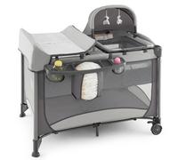 CostwayLit Bébé 5 en 1 Lit Parapluie Pliable Parc Bébé Table à Langer avec Berceau Matelas Amovible Jouets Gris