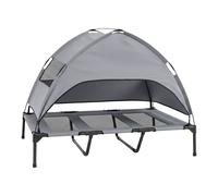 CostwayLit Chien Sureleve avec Auvent Amovible Imperméable Lit de Camp Chien avec 3 Fenêtres en Maille&Sac de Transport Charge 40kg 123x91x95cm Gris