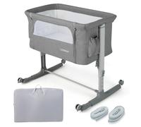CostwayLit Cododo Bébé à 5 Hauteurs Réglables Charge 9KG Lit Berceau Maille Respirante Sac de Voyage pour Bébé 0-6 Mois Gris Clair