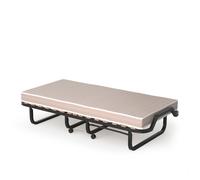 CostwayLit d'Appoint Pliable sur Roulettes 80 x 200 CM Lit Pliant Matelas en Mousse 10 CM 15 Lattes de Lit en Bois
