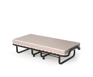 CostwayLit d'Appoint Pliable sur Roulettes 80 x 200 CM Lit Pliant Matelas en Mousse 10 CM 15 Lattes de Lit en Bois