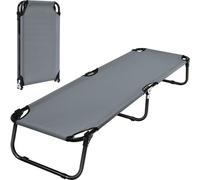 CostwayLit de Camp Pliable en Tissu Oxford avec Tubes Métalliques Épaissis Compatible Sac de Couchage 190x56x30 cm Charge 100kg Gris