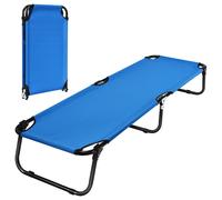 CostwayLit de Camp Pliable en Tissu Oxford avec Tubes Métalliques Épaissis Compatible Sac de Couchage 190x56x30 cm Charge 100kg Bleu