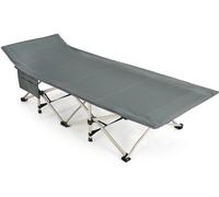 CostwayLit de Camping Pliable Charge Jusqu'à 400 kg Lit de Voyage à Pliage Rapide avec Sac de Transport Lit de Couchage Intérieur et Extérieur Gris