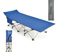 CostwayLit de Camping Pliable Charge Jusqu'à 400 kg Lit de Voyage à Pliage Rapide avec Sac de Transport Lit de Couchage Intérieur et Extérieur Bleu