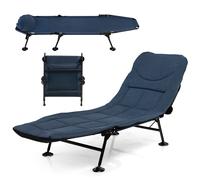 CostwayLit de Camping Pliant avec Matelas Détachable Dossier Réglable Bleu