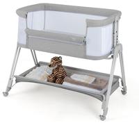 CostwayLit de Chevet pour Bébé Berceau Lit Pliant Portable Berceau Réglable avec Rangement Gris