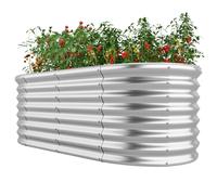 CostwayLit de Jardin Surélevé de 60 cm à Fond Ouvert Jardinière Surélevée Ovale en Métal avec Bords Arrondis Sécurisés 165x80x60cm Argent