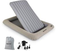 CostwayLit de Voyage Gonflable Matelas Pneumatique Portable pour Enfants Pompe Electrique Rebords de Lit Surélevés Matelas Double Face Gris