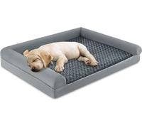 CostwayLit Orthopédique pour Chien en Mousse Taille L avec Coussin en Mousse en Forme d'Œuf Housse Amovible et Lavable Fond Antidérapant Gris