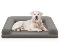 CostwayLit Orthopédique pour Chiens Moyens et Petits Lit pour Chien en Mousse à Œufs avec Renforts sur 3 Côtés Housse de Lit Amovible Gris