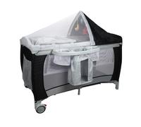 CostwayLit parapluie pour bébé 0-36 mois Lit bébé pliant à roulettes avec accessoires sac de transport, 120 x 60 x 76 cm, Noir