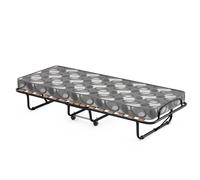 CostwayLit Pliant sur Roulettes 190 x 80 x 33 CM Lit d'Appoint avec Matelas en Mousse 6,5 CM pour Maison et Bureau Noir+Gris