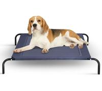 CostwayLit pour Chien Surélevé Capacité 40kg avec Cadre en Fer de Haute Qualité et Toile en Textilène, 110x80x18cm, Gris