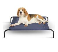 CostwayLit pour Chien Surélevé Capacité 40kg avec Cadre en Fer de Haute Qualité et Toile en Textilène, 110x80x18cm, Gris