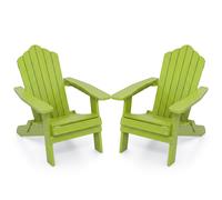 CostwayLot de 2 Chaise Adirondack Fauteuil Adirondack en HIPS avec Dossier Incliné à 105° Accoudoirs Larges Assise à Lattes Charge 180 kg Vert Clair